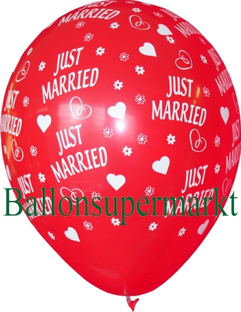 Luftballon zur Hochzeit, roter hochzeitsballon, Just Married