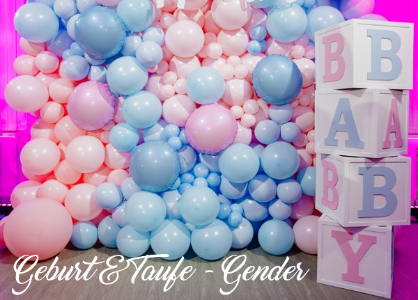 geburt taufe genderparty luftballons